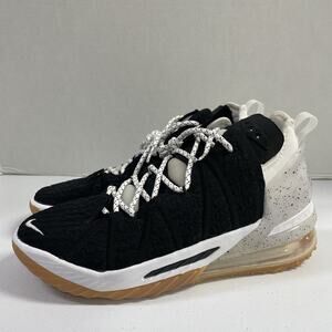 Nike LeBron 18 Black White Gum CQ9283 007 Size 8 Lakers Gum Bottom Basketball